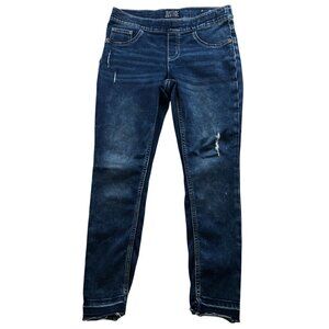 Justice Women's Jeggings 12 Plus Blue Denim Pull On Distressed Casual Mid Rise